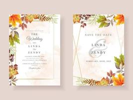 Wedding invitation card with autumn season theme vector