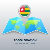 icono de ubicación de togo en el mapa mundial vector