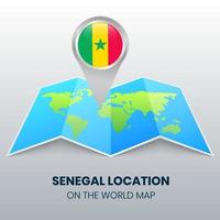 icono de ubicación del sur de senegal en el mapa mundial vector