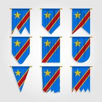 Democratic Republic of the Congo flag in different shapes vector