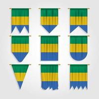 Gabon flag in different shapes vector