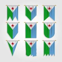 Djibouti flag in different shapes vector