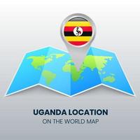 icono de ubicación de uganda en el mapa mundial vector