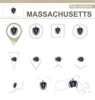 colección de banderas de massachusetts vector