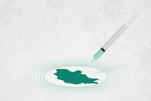 Mongolia vaccination concept, vaccine injection in map of Mongolia. Vaccine and vaccination against coronavirus, COVID-19. vector