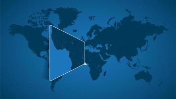 mapa mundial detallado con un mapa ampliado fijado de santo tomé y príncipe y países vecinos. vector