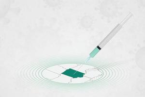 Iowa vaccination concept, vaccine injection in map of Iowa. Vaccine and vaccination against coronavirus, COVID-19. vector