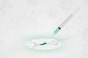 concepto de vacunación de nueva jersey, inyección de vacuna en el mapa de nueva jersey. vacuna y vacunación contra el coronavirus, covid-19. vector