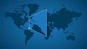 mapa detallado del mundo con un mapa ampliado de santa lucía y países vecinos. vector