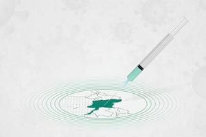 Myanmar vaccination concept, vaccine injection in map of Myanmar. Vaccine and vaccination against coronavirus, COVID-19. vector