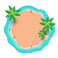 diseño de corte de papel de ilustración vectorial. la escena de la playa desde arriba en verano vector