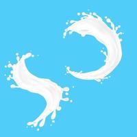 milk splash and blue background. illustration of a drink or food. vector