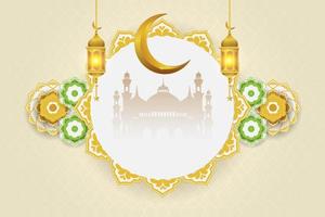 Ramadan background design with lantern and Crescent moon. Holy month concept vector