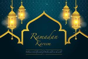 Ramadan background design with golden lantern. Holy month concept. vector