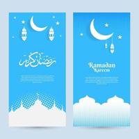 Ramadan with blue design background, template and banner vector