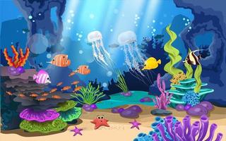 beautiful coral reefs and fish in the sea vector