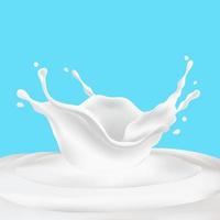 milk splash and blue background. illustration of a drink or food. vector