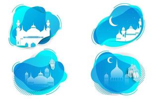 Mosque design set on white background. Ramadan design vector