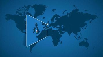 mapa detallado del mundo con un mapa ampliado de Gales y los países vecinos. vector