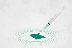 Oregon vaccination concept, vaccine injection in map of Oregon. Vaccine and vaccination against coronavirus, COVID-19. vector