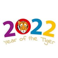 2022 año del tigre, número 2022 con cabeza de tigre. vector