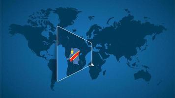 mapa detallado del mundo con un mapa ampliado de la República Democrática del Congo y los países vecinos. vector