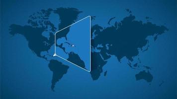 mapa detallado del mundo con un mapa ampliado de la república dominicana y los países vecinos. vector