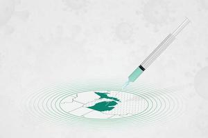 Michigan vaccination concept, vaccine injection in map of Michigan. Vaccine and vaccination against coronavirus, COVID-19. vector