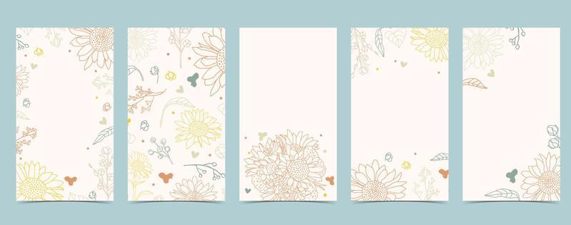 Color design background for social media with flower, leaf,shape