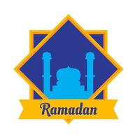 blue and orange mosque illustration design for ramadan. vector