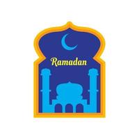 diseño de ilustración de mezquita azul y naranja para ramadán. vector