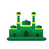 green mosque illustration design for ramadan. vector