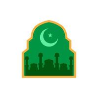 green mosque illustration design for ramadan. vector