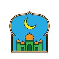 diseño de ilustración de mezquita a todo color. vector