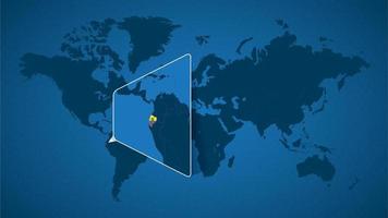 mapa mundial detallado con mapa ampliado fijado de ecuador y países vecinos. vector