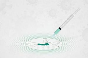 concepto de vacunación de omán, inyección de vacuna en el mapa de omán. vacuna y vacunación contra el coronavirus, covid-19. vector