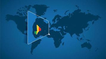 mapa detallado del mundo con un mapa ampliado de Malí y los países vecinos. vector