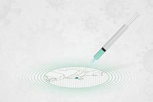 concepto de vacunación de rhode island, inyección de vacuna en el mapa de rhode island. vacuna y vacunación contra el coronavirus, covid-19. vector