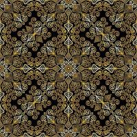 Gold swirly ornament, vector seamless pattern