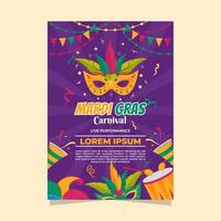 cartel de fiesta de disfraces de mardi gras vector