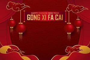 Gong Xi Fa Cai Background with Lantern vector