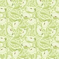 Fruit seamless pattern for textile products, apple pieces with juice splashes, apple smoothie in a flat style. vector