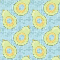 patrón impecable con colchones inflables en forma de aguacate para fiestas en la piscina, fondo de tela y pancarta vector