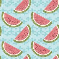 Seamless pattern with watermelon shaped inflatable mattresses for pool party, fabric background and banner vector