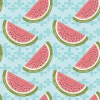 Seamless pattern with watermelon shaped inflatable mattresses for pool party, fabric background and banner vector