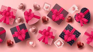 Valentine's day 3D product presentation for banner, advertising, and business. vector illustration