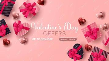 Valentine's day 3D product presentation for banner, advertising, and business. vector illustration