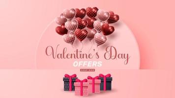 Valentine's day 3D product presentation for banner, advertising, and business. vector illustration