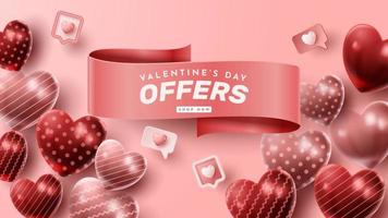 Valentine's day 3D product presentation for banner, advertising, and business. vector illustration