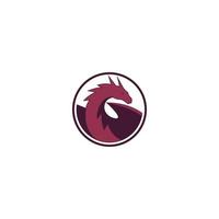 plantilla de diseño de logotipo, con un icono de cabeza de dragón en un círculo vector